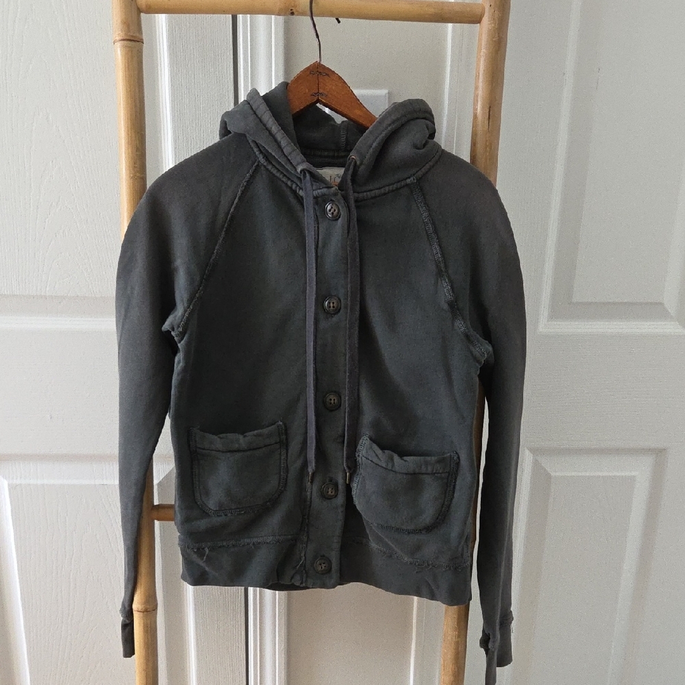 J. Crew Vintage French Terry Hoodie Cotton Off Black Medium